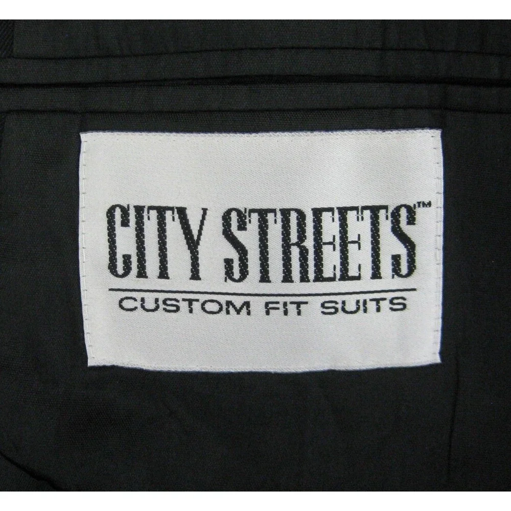 City Streets Mens Size 44R Black Wool Blend Sport Coat Blazer Suit Jacket